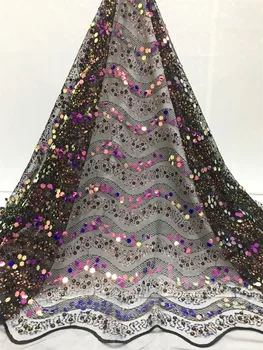 

5yards white nigerian lace fabrics african lace fabric 2019 beautiful african french lace fabric with sequins tulle lace FC-A79