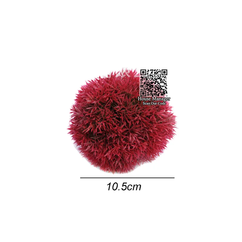 Aquarium Decoration Artificial Waterweed Moss Grass Ball 2 Colors Ornaments to Simulate Aquatic Plants for Fish Tank Landscape - Цвет: Dia10.5cm Red