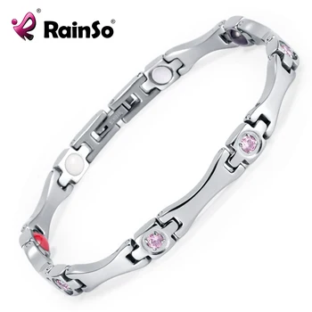

Rainso Elegant Stainless Steel Energy Health Magnetic Bracelet with Magnet Rhinestones Friendship Bracelets for Woman 2020