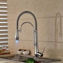LED Color Chrome Finished Kitchen Faucet Single Handle with Bracket Bar LED Light Kichen Mixer Taps