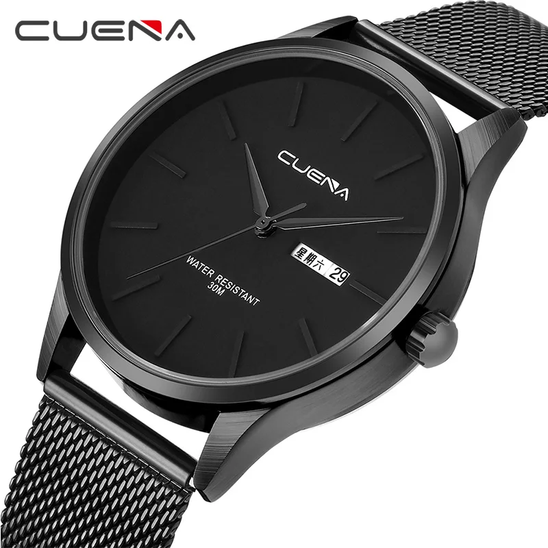 

CUENA Men's Watches Are Fashionable Stainless Steel 30M Waterproof Relogio Masculino Luxury Brand Watches Men Fashion Watch 2018