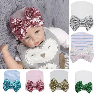 Шапка бини для новорожденных с блестками и бантом|autumn baby cap|baby capcute newborn |