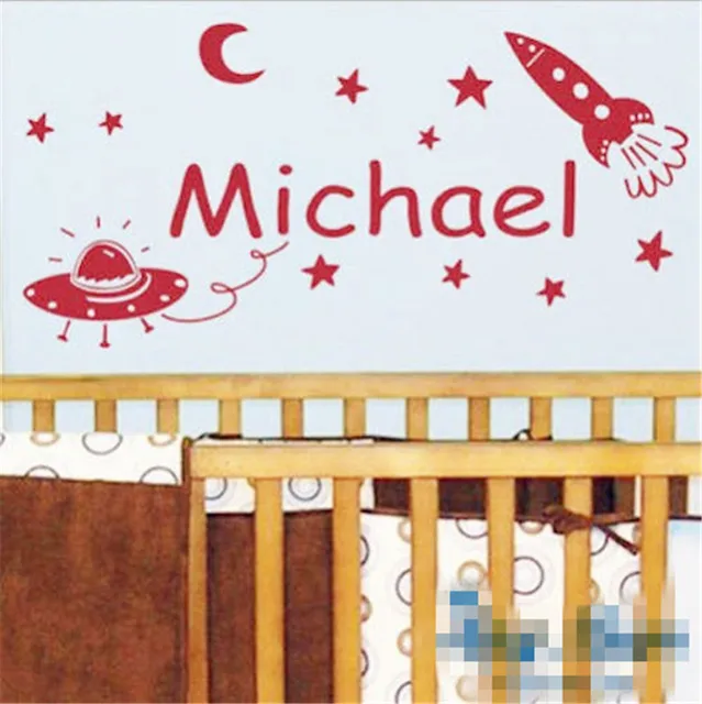 Personalizzati nome ufo dello spazio rockets bambini bedroom wall ... Wall stickers personalizzati