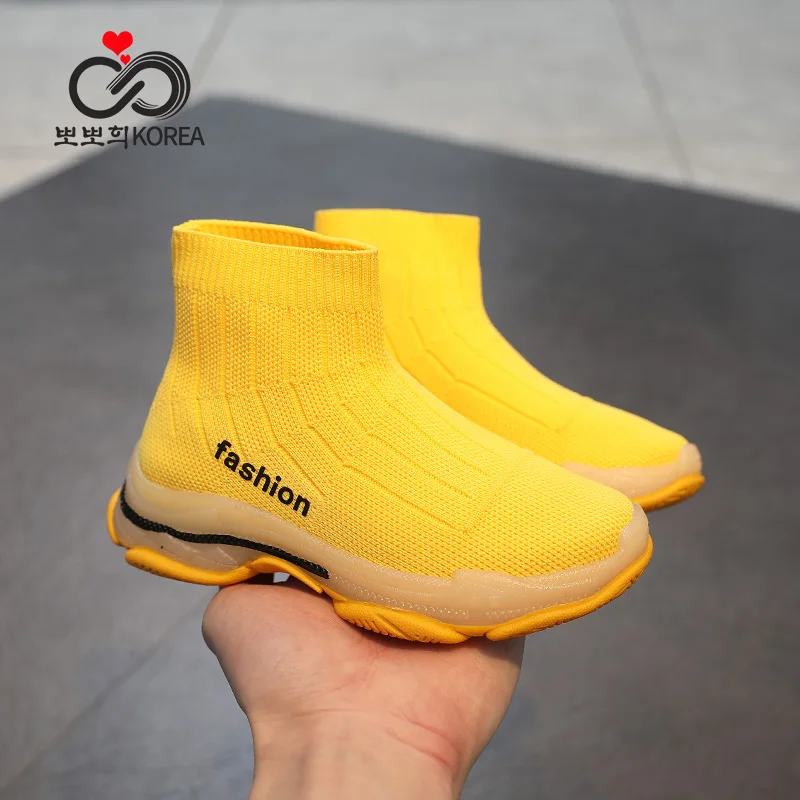 

2019New Children Sock Shoes Spring Autumn Leisure Girls Sports Shoes Boys Slip-on Sneakers Flying Weave Breathable Fashion Shoes