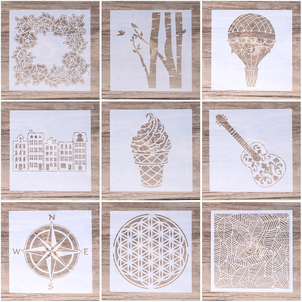 

9 pcs DIY Craft Layering Candy Background Stencil For Wall Painting Scrapbooking Stamping Album Decorative Embossing Paper Cards