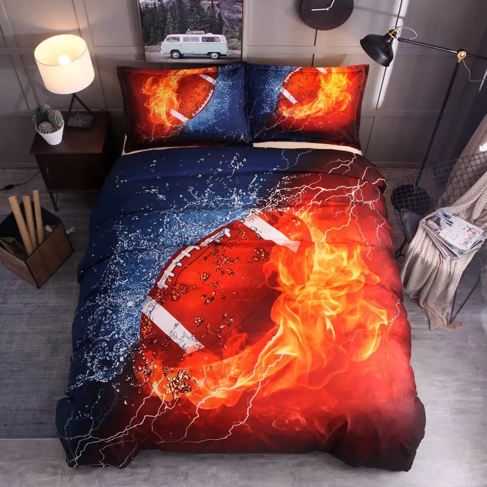 

2018 3D Sports Balls Print Bedlinens Microfiber Polyester Bedding Set Twin US Full Queen King Size Duvet Cover Pillowcases