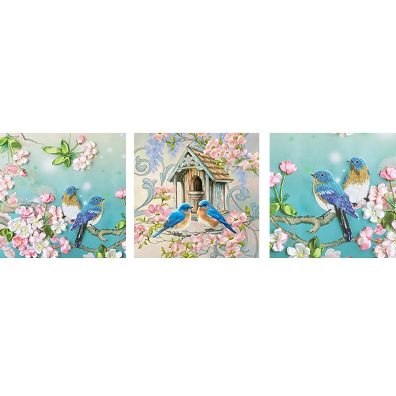 

5D DIY diamond painting triptych animal birds flower chinese drill square round diamond embroidery cross stitch mosaic picture