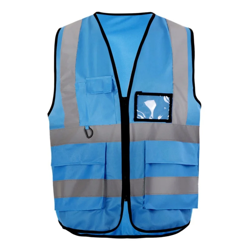 Жилет безопасности высокая видимость Светоотражающая застежка куртка безопасности Открытый Велоспорт жилет Рабочая Униформа спортивная одежда - Цвет: Синий