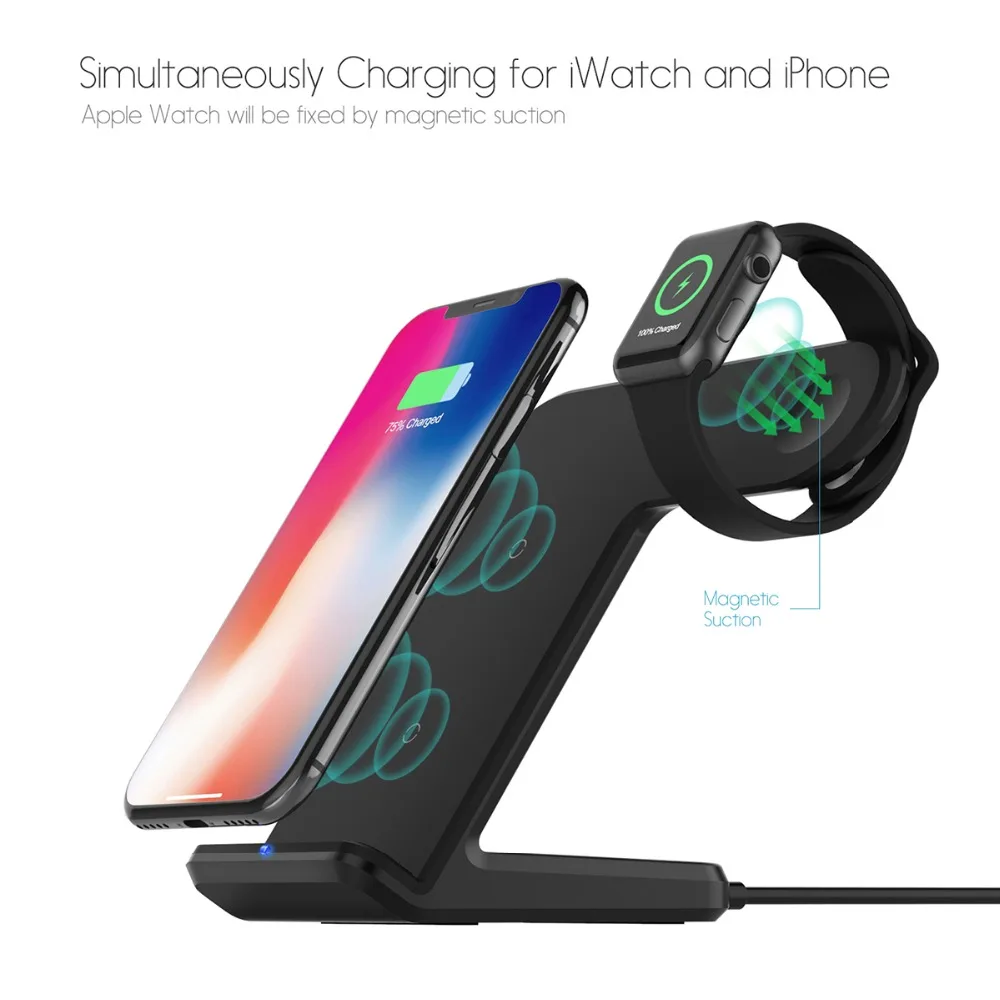 2 in 1 Wireless Charger for apple watch 2 3 4 Type C Port Fast Wireless Charging for iphone X 8 Plus Samsung S9 S8 note 8