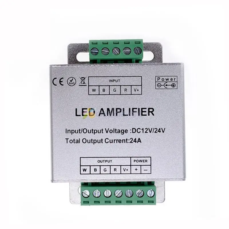 

LED RGBW Amplifier DC12/ 24V 24A 4 Channel Output RGBW LED Strip Power Repeater Console Controller