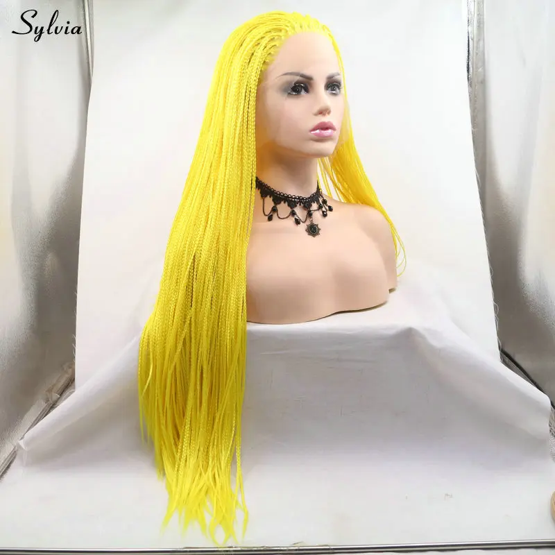 yellow braided synthetic wig (8)