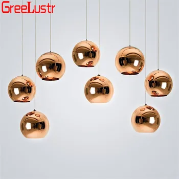 

Glass Mirror Ball Lampshade Pendant Lamp Copper Silver gold plate Chandeliers Lustre E27 Edison Retro Hanging Lighting Fixtures