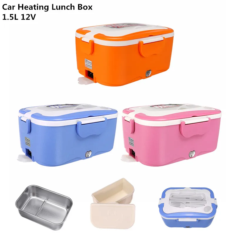 

1.5L Lunch Box for Kids Electric Food Heater 12V Stainless Steel Inner Pot Food Grade Food Warmer Portable Bento Lunch Box