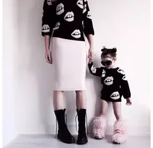 2016 Spring Autumn Family Matching Outfits Sweaters Long Sleeve Sweaters for Mom and Daughter Mother Fashion