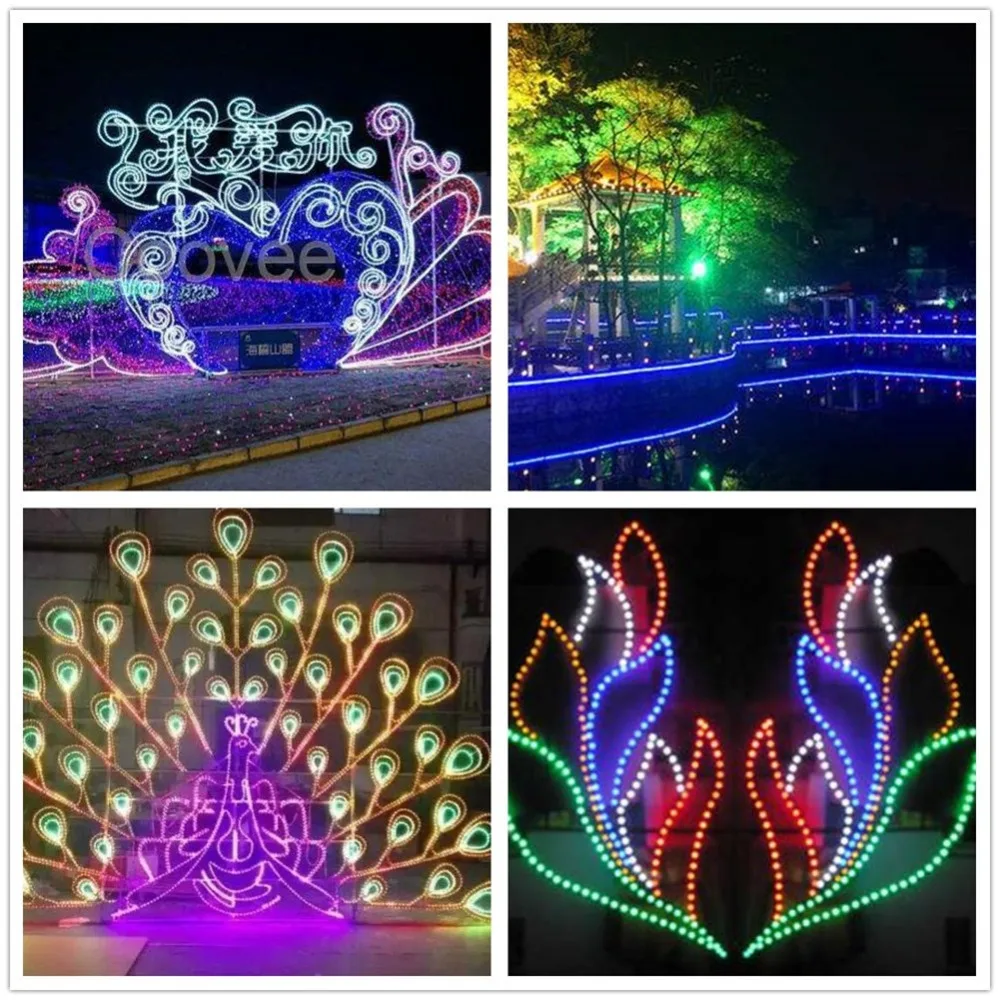 US-110V-Round-Two-wire-LED-Light-Strip-Warm-White-Blue-Multi-30Leds-m-Flexible-Neon