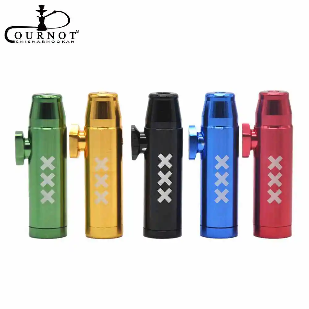 

COURNOT 4PCS X Two Types Portable Aluminum Snuff Snorter With XXX LOGO Dispenser Powder Snuffer Bullet Rocket Sniffer