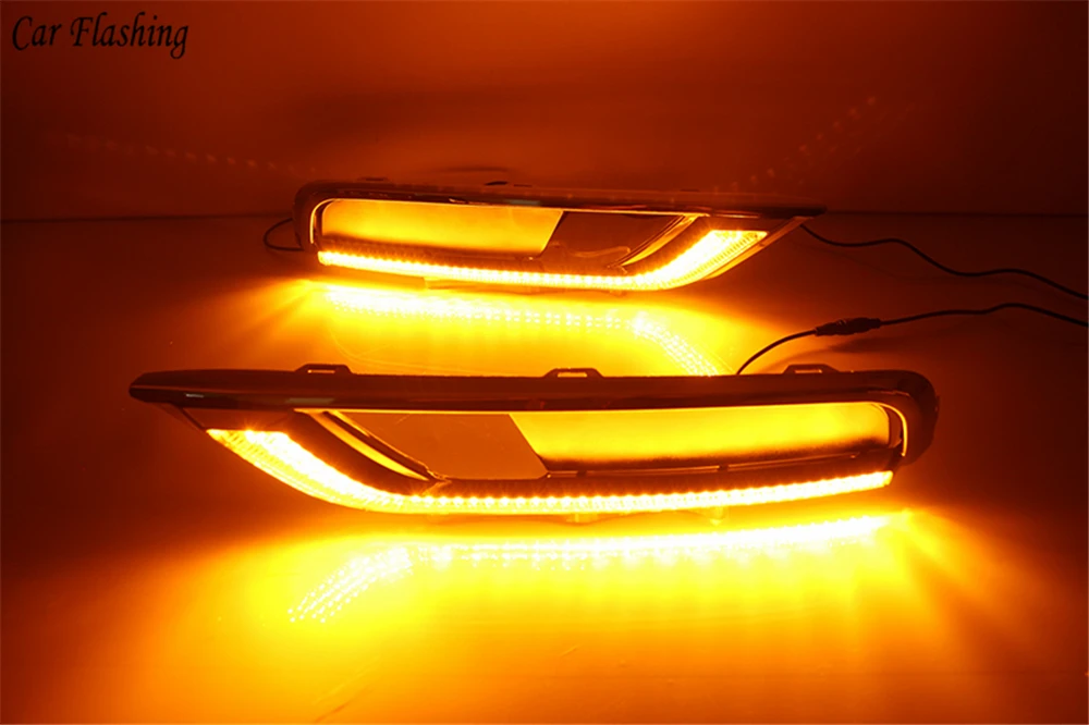 Автомобильная проблесковая 1 набор 12V ABS светодиодный для Хонда сrv CR-V DRL Дневной светильник с желтым Поворотная сигнальная лампа