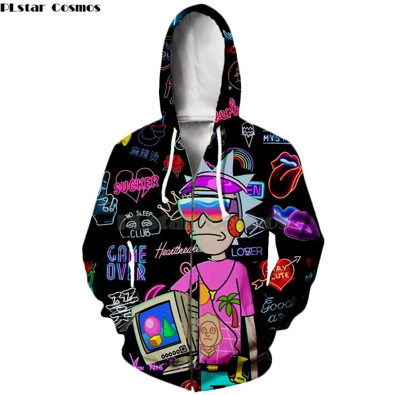 2019 New 3D Rick And Morty Hoodies Sweatshirt Men Women Funny Cartoon Print Hoodie Graffiti puzzle  Harajuku Hip Hop Street-8