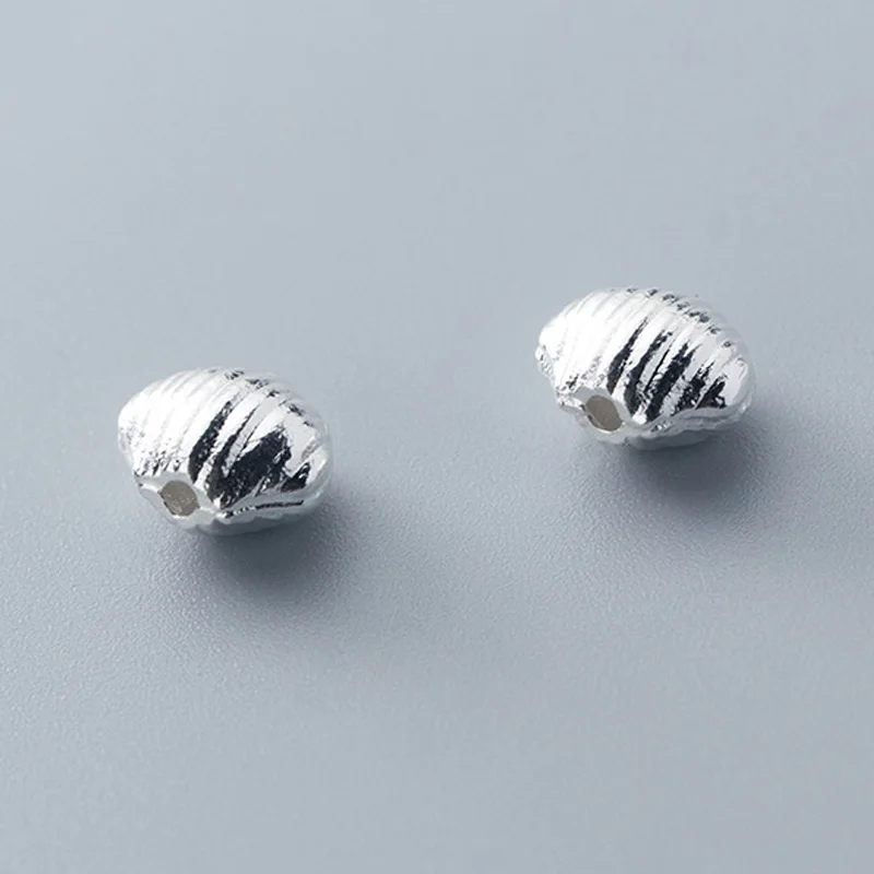 

100% 925 Sterling Silver Stripe Irregular Spacer Beads Handmade Bracelets Bangles Charm Loose Silver Beads DIY Jewelry Making