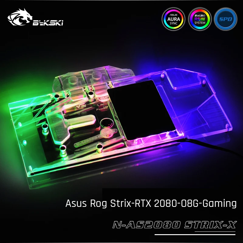Bykski N AS2080STRIX X полное покрытие видеокарты водяного охлаждения блок для Asus Rog Strix