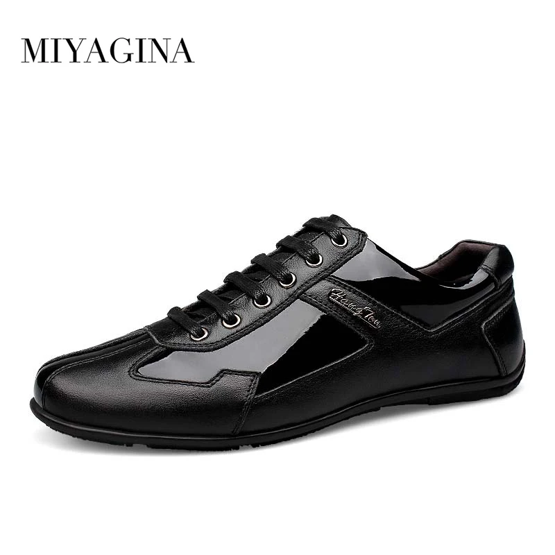 

MIYAGINA 2018 New Men Shoes 100% Genuine Cowhide Leather Men Flats Handmade Mens Loafers Fashion Designer Slip On Causal Shoes