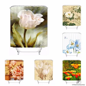 

Custom Retro Flowers@01 Shower Bath Curtain Mildewproof Waterproof Polyester Various Sizes#180417-03-160