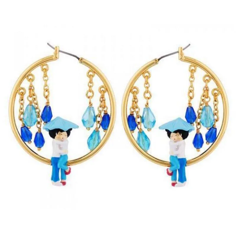 

CSx jd New arrivals Enamel glaze romantic rain lovers earrings Women Luxurious jewellery