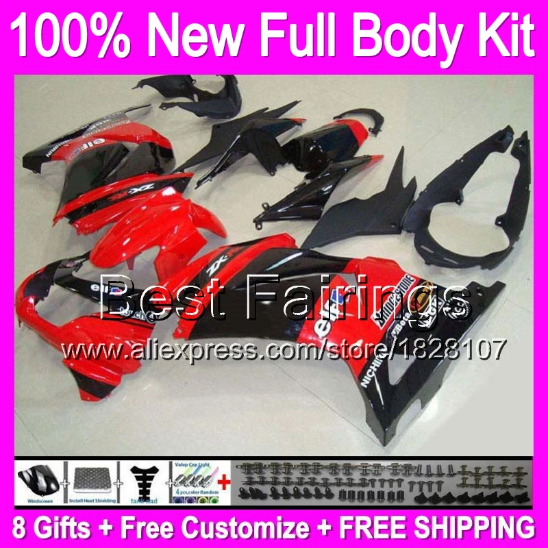 

red black +decal+ 08 09 10 11 12 For Kawasaki Ninja EX250 ZX250R red B453 EX 250 250R 2008 2009 2010 2011 2012 Fairing
