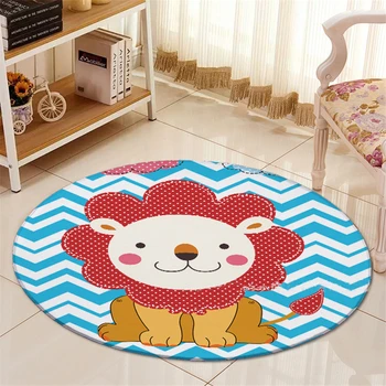 

Cartoon Cute Lion Carpet Chair Mat Flannel Area rug Baby Crawling Rugs Yoga Mats Kids Bed Room Big Round Carpet For Living Room