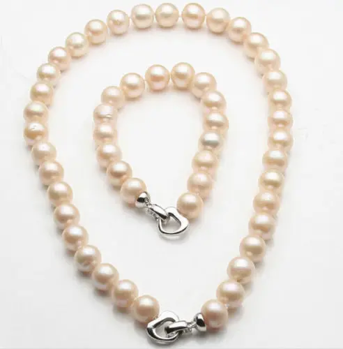 

HOT SELL - Beauty 9-10mm Set south sea Pink Pearl Necklace /Bracelets 18"7.5" -Top quality free shipping