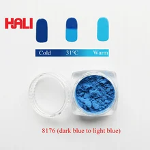 Colore per colorare pigmento termocromico polvere di pigmento attivo caldo 1 lotto = 100 grammi 31C da blu scuro a azzurro spedizione gratuita.