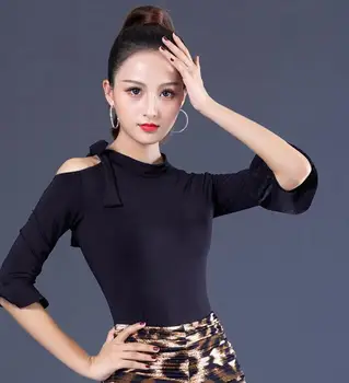 

2019 new Sexy Dance Clothes top Women Latin Salsa Rumba Chacha Dance jacket Performance Practice Costume YR0903