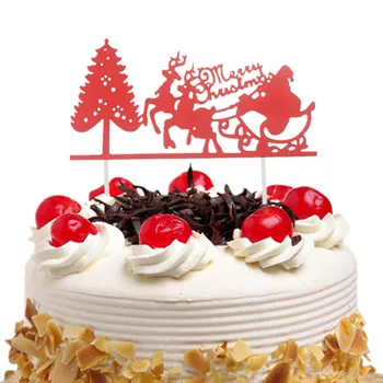 

20pc/lot Cake Toppers Flags Christmas Santa Claus Elk New Year Kids Birthday Cupcake Topper Wedding Party Baby Shower Baking DIY