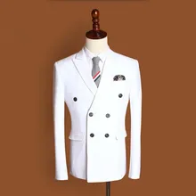 Latest design men suits jacket solid color groom wedding dress jacket double breasted formal business suits jacket