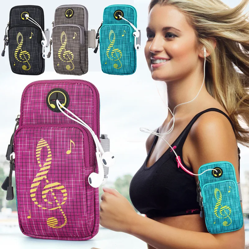 

Musical Note Design Arm Band Pack for iPhone 7 Plus 8 6 XR 5 SE 5C Adjustable Zipper Wallet Phone Key Earphone Case Waist Bags