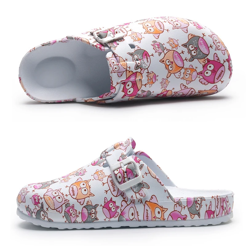 Najtaniej Lizeruee hurtownie pielęgnacja drewniaki szpital chirurgiczne medyczne antypoślizgowe kapcie Cartoon odzież robocza czyszczenie buty Lab kapcie do spa