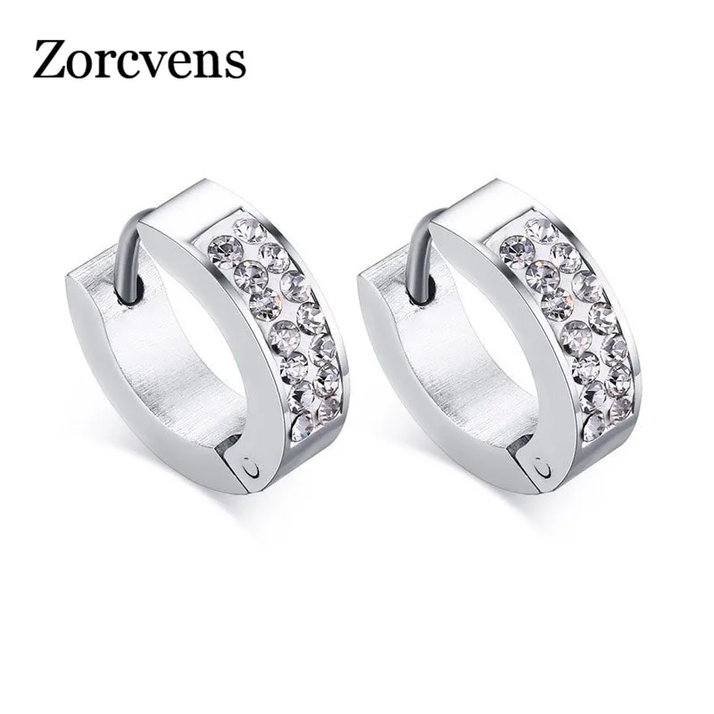 

ZORCVENS New Stud Earring Women Earings Fashion Stainless Steel Crystal Earrings 2019