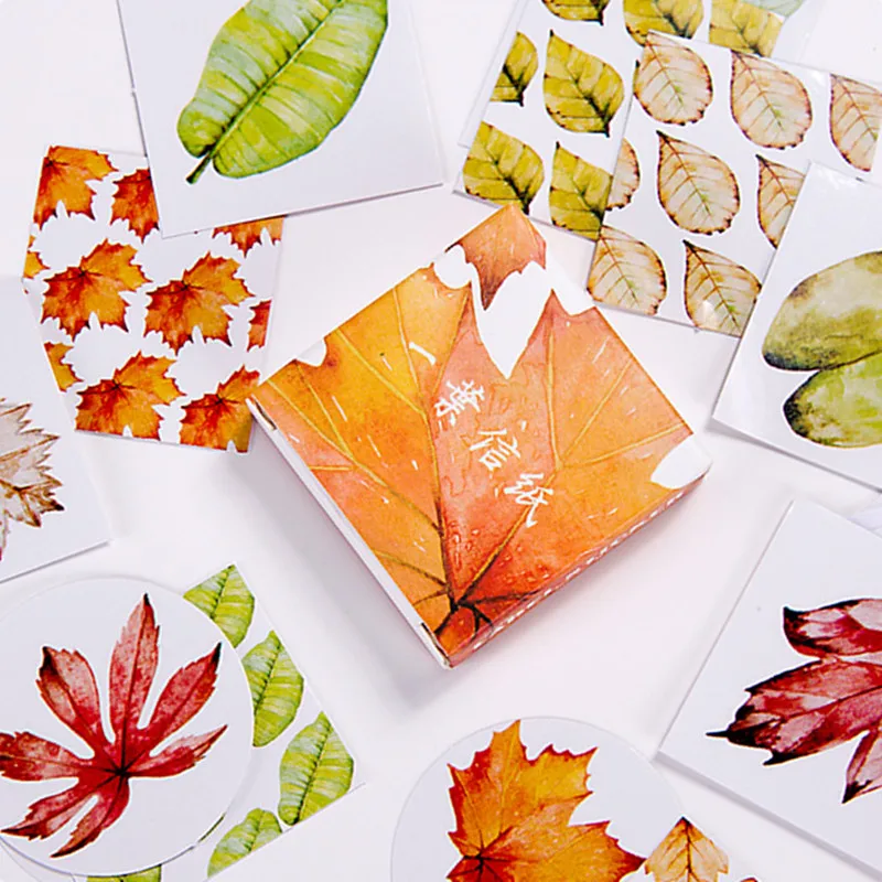 40pcs set autumn leaves paper label diy decorative stickers planner autumn stationery