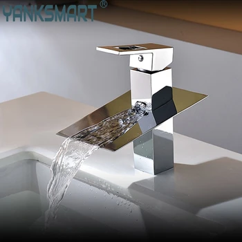 

Bathroom Sink Basin Mixer Water Tap Waterfall Faucet Torneira Chrome Vanity Vessel Sinks Mixers Taps Faucets