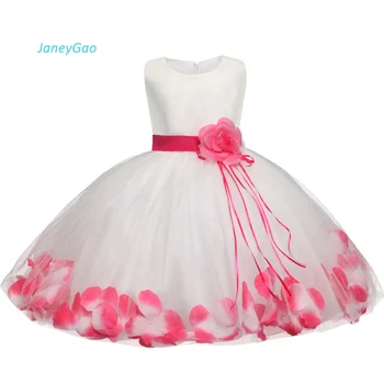 

JaneyGao Flower Girl Dresses 2019 New Fashion Summer Sleeveless Girls Communion Dress With Appliques White and Pink For Wedding