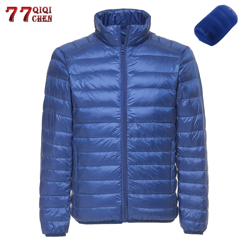Chaqueta de plumón de pato ultraligera para hombre, prendas de vestir ligeras, impermeables, portátiles, color blanco, 6XL, invierno, 2020