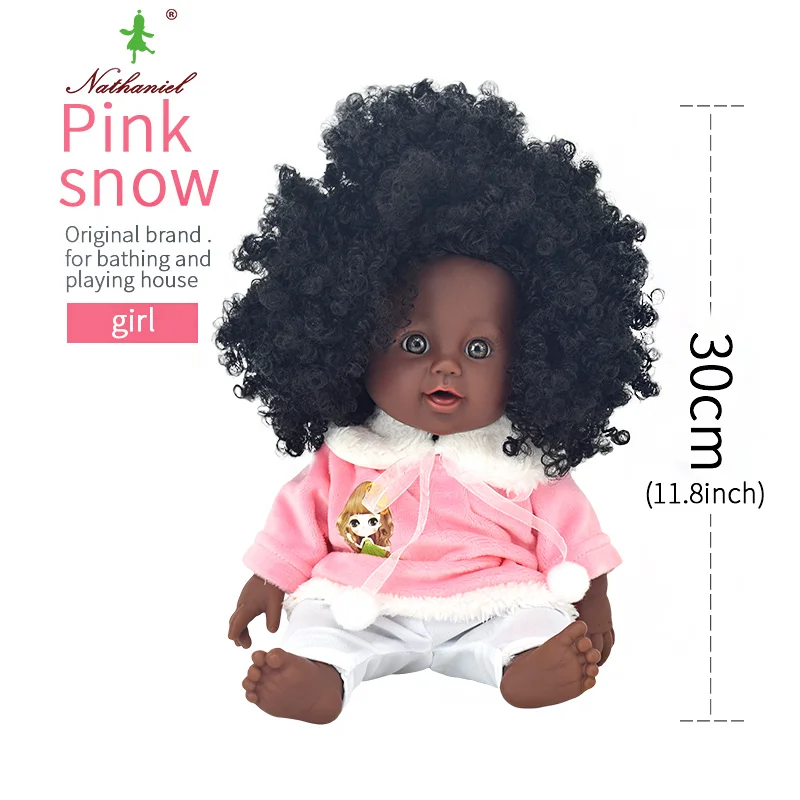 Длинные волосы США 30 см 12 дюймов черные детские куклы для купания силиконовые виниловые reborn pop boneca детские мягкие игрушки для девочек - Цвет: 10