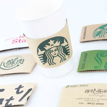 

100 pcs Disposable Cup sleeve Cartoon Double-deck corrugated coffee disposable paper Cup sleeve tableware Customized supplier