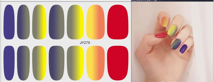 1 лист многоцветные блестящие наклейки для ногтей набор градиентные водостойкие стойкие наклейки Переводные Слайдеры для художественное оформление ногтей