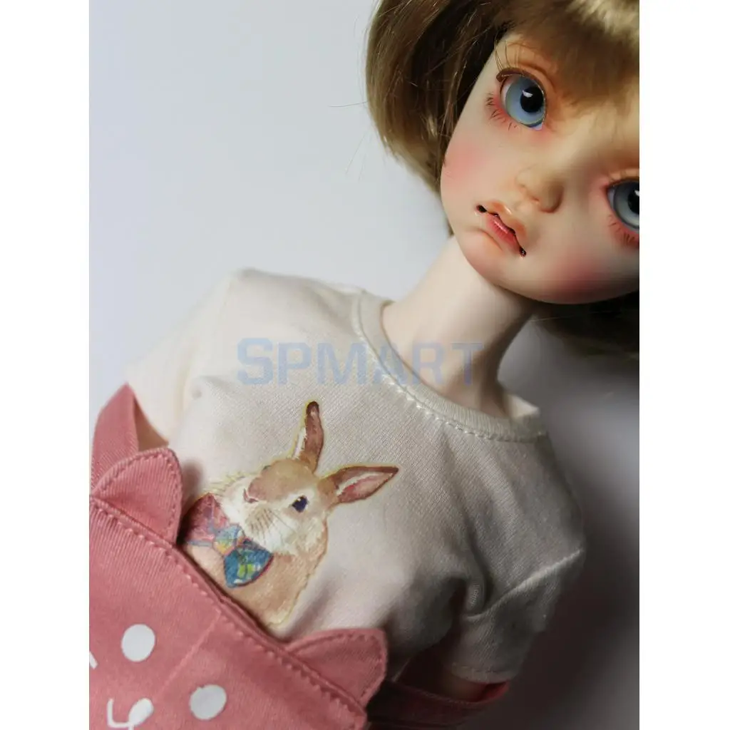 MagiDeal Cotton Summer Short Sleeve T-shirt Dress for 1/3 1/4 BJD for SD for Dollfie Dolls Clothes Accessory Kids Girls Gift
