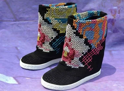 Bordado Ante Agujero La Calf Botas color Perforación Cruz color Color Primavera Redondo 4 Med Multicolor En 1 2 Pequeña Dedo De color Pie Altura Del Aumento Deslizamiento 3 Punto qtwgxZXxOv