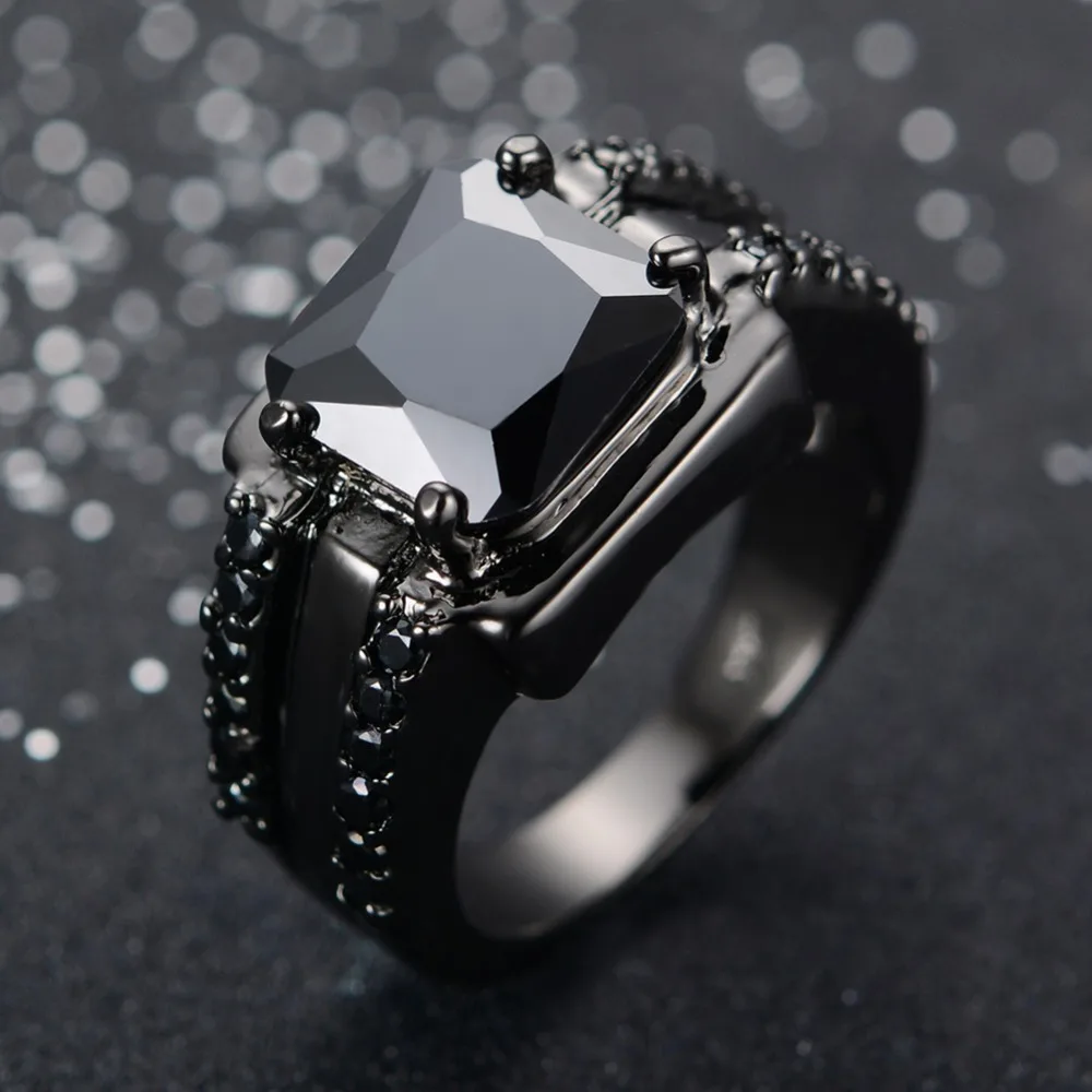 14K Yellow Gold Filled Princess Cut Black Onyx Ring Wedding Jewelry Size 6-12 14K Yellow Gold Filled Princess Cut Black Onyx Ring Wedding Jewelry Size 6-12