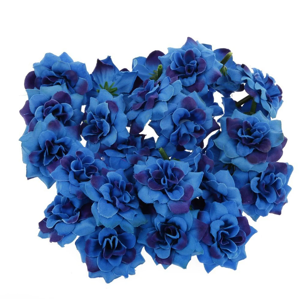 50 шт. искусственный шелк Stapelia цветок головы домашний праздничный декор для сада - Цвет: Синий