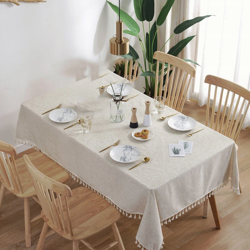 Solid Color Table Cloth Rectangular Tablecloth Dining Table Cover Decortive Tablecloth with Tassel Party Banquet Table Cloth Solid Color Table Cloth Rectangular Tablecloth Dining Table Cover Decortive Tablecloth with Tassel Party Banquet Table Cloth