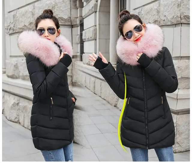 womens winter jackets and coats 2018 Parkas for women 4 Colors Wadded Jackets warm Outwear With a Hood Large Faux Fur Collar -